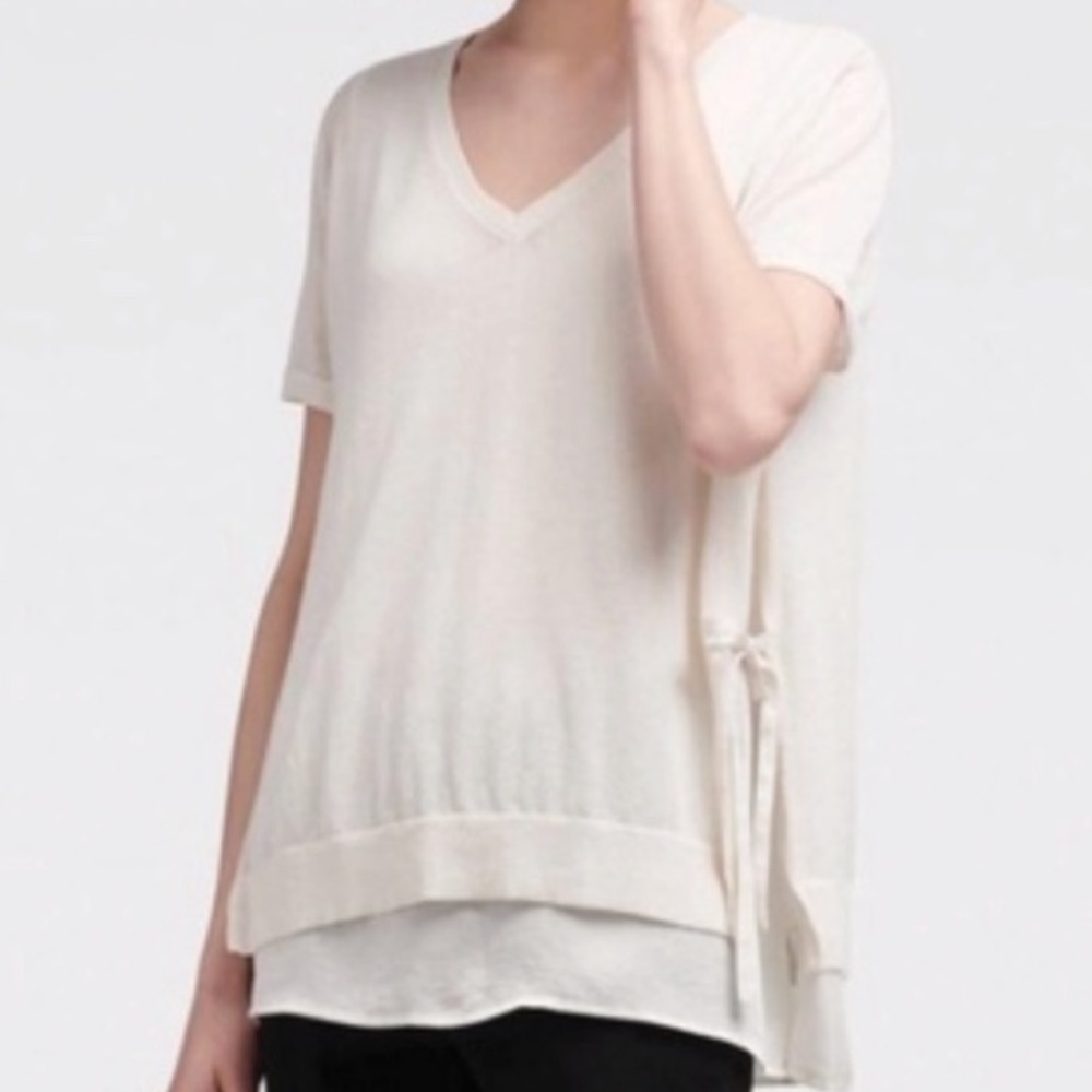 NWOT 🦋 DKNY V-Neck sweater w/side ties | Large - Picture 10 of 13